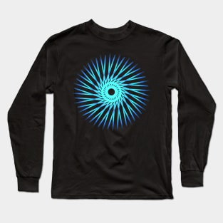 Circular geometric design in neon blue Long Sleeve T-Shirt